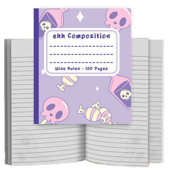 ehh Composition: A Cute Goth Inspired Wide Ruled Composition Notebook