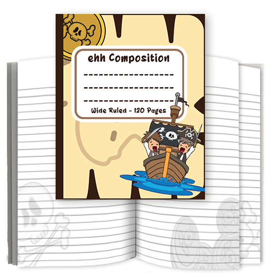 ehh Composition: Pirate Ship with 2 Boy Crew Wide Ruled Composition Notebook
